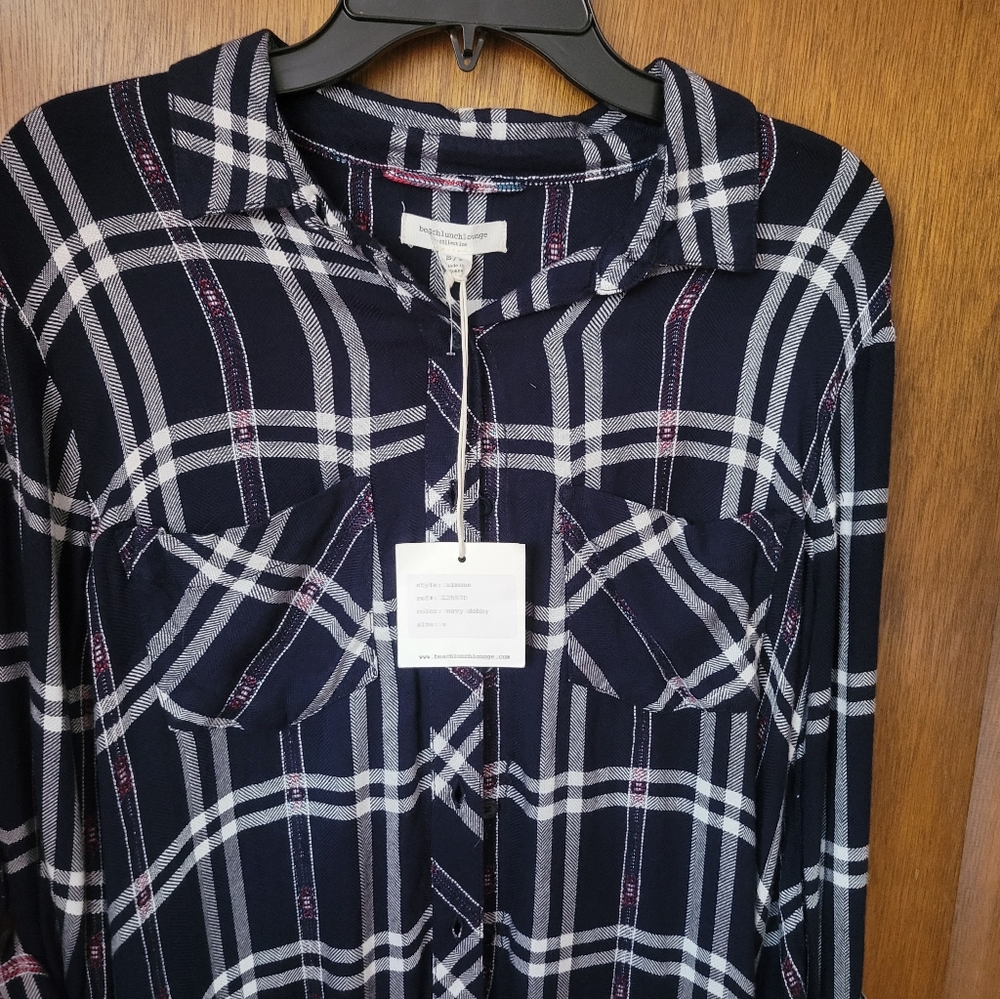 Navy plaid dress knee length